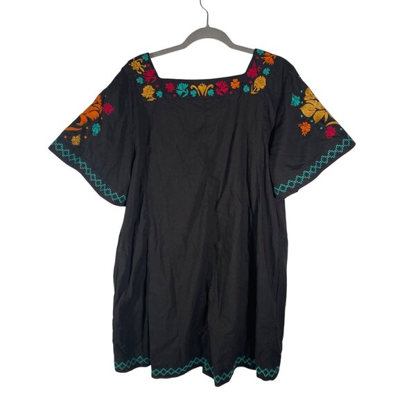 Gudrun Sjödén Floral Embroidered tunic Dress L Organic Cotton Black Multicolor - Picture 3 of 10
